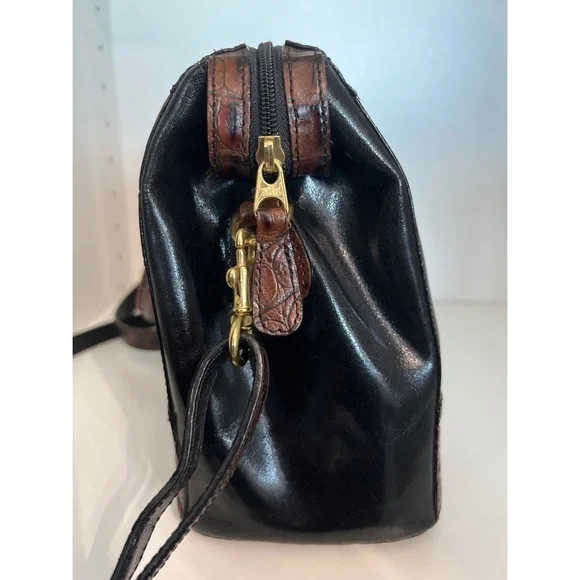 Vintage BRAHMIN CROCODILE EMBOSSED LEATHER HANDBAG